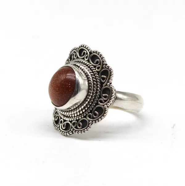 Silver_&_Orange_Sterling_Silver_925_Premium_&_Elegant_Boho_Ring_For_Girls_&_Women