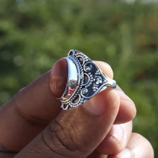 Silver_&_Brown_Sterling_Silver_925_Premium_&_Elegant_Boho_Ring_For_Girls_&_Women