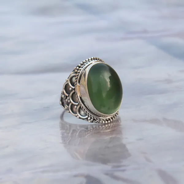 Silver_&_Green_Sterling_Silver_925_Premium_&_Elegant_Boho_Ring_For_Girls_&_Women