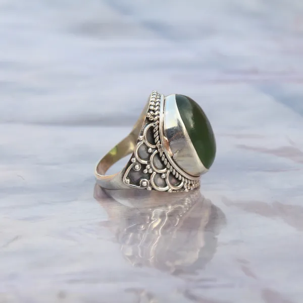 Silver_&_Green_Sterling_Silver_925_Premium_&_Elegant_Boho_Ring_For_Girls_&_Women