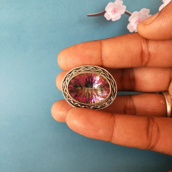 Silver_&_Multicolor_Sterling_Silver_925_Premium_&_Elegant_Boho_Ring_For_Girls_&_Women
