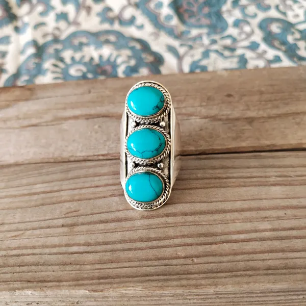 Silver_&_Green_Sterling_Silver_925_Premium_&_Elegant_Boho_Ring_For_Girls_&_Women