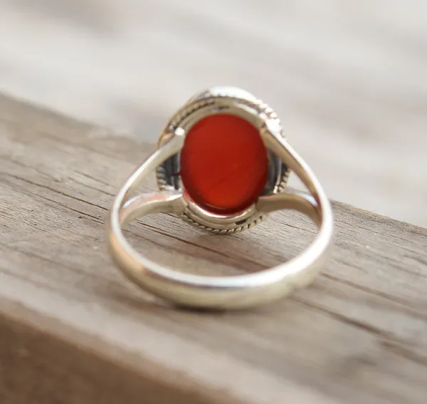 Silver_&_Red_Sterling_Silver_925_Premium_&_Elegant_Boho_Ring_For_Girls_&_Women