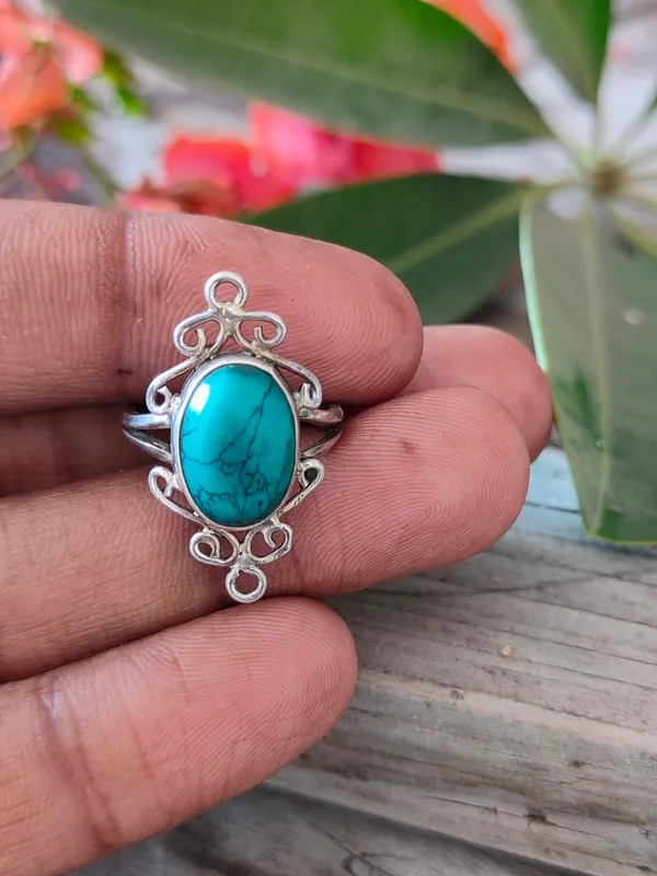 Silver_&_Green_Sterling_Silver_925_Premium_&_Elegant_Boho_Ring_For_Girls_&_Women