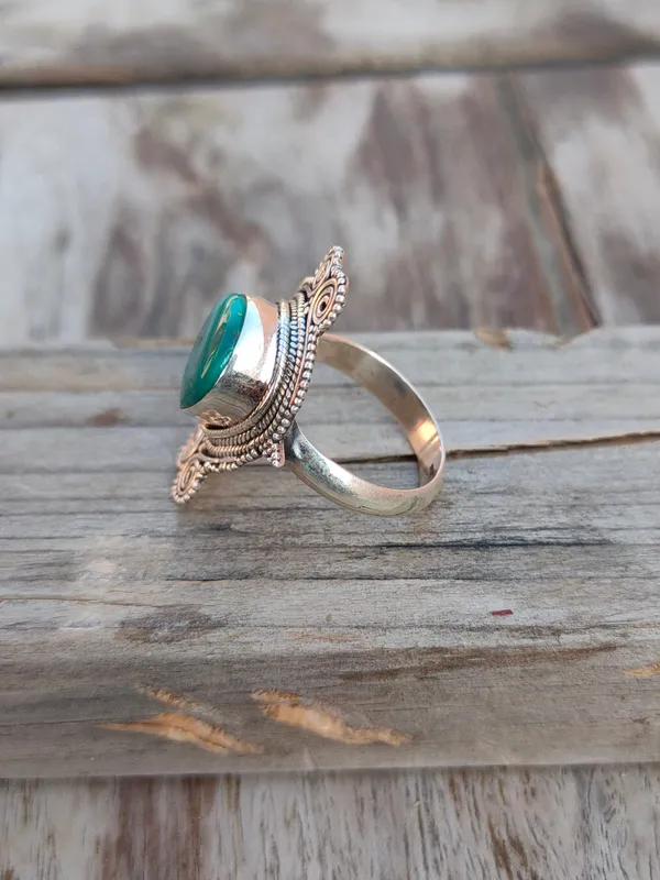 Silver_&_Green_Sterling_Silver_925_Premium_&_Elegant_Boho_Ring_For_Girls_&_Women