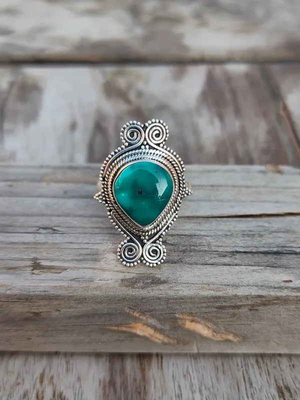 Silver_&_Green_Sterling_Silver_925_Premium_&_Elegant_Boho_Ring_For_Girls_&_Women