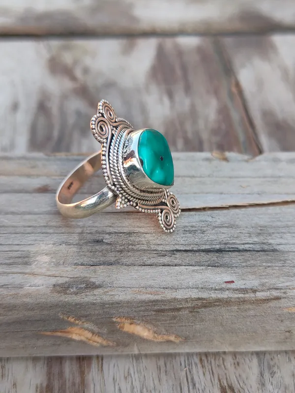 Silver_&_Green_Sterling_Silver_925_Premium_&_Elegant_Boho_Ring_For_Girls_&_Women