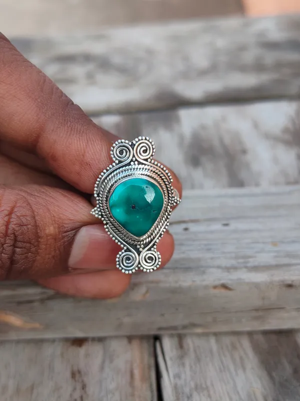 Silver_&_Green_Sterling_Silver_925_Premium_&_Elegant_Boho_Ring_For_Girls_&_Women