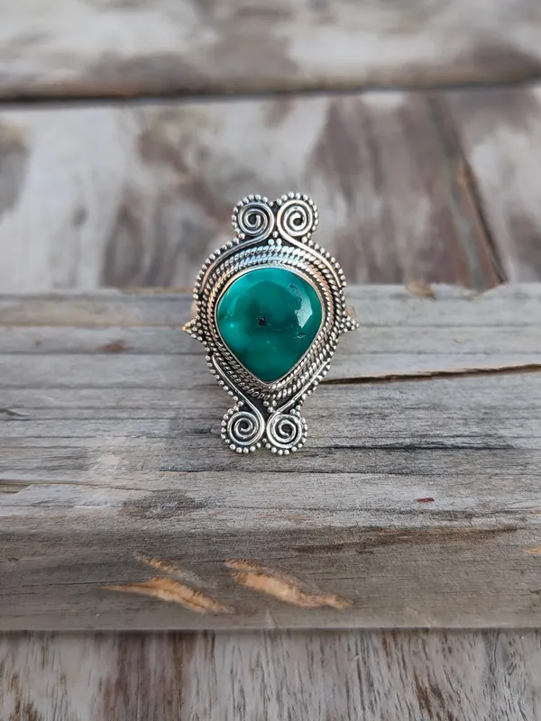 Silver_&_Green_Sterling_Silver_925_Premium_&_Elegant_Boho_Ring_For_Girls_&_Women