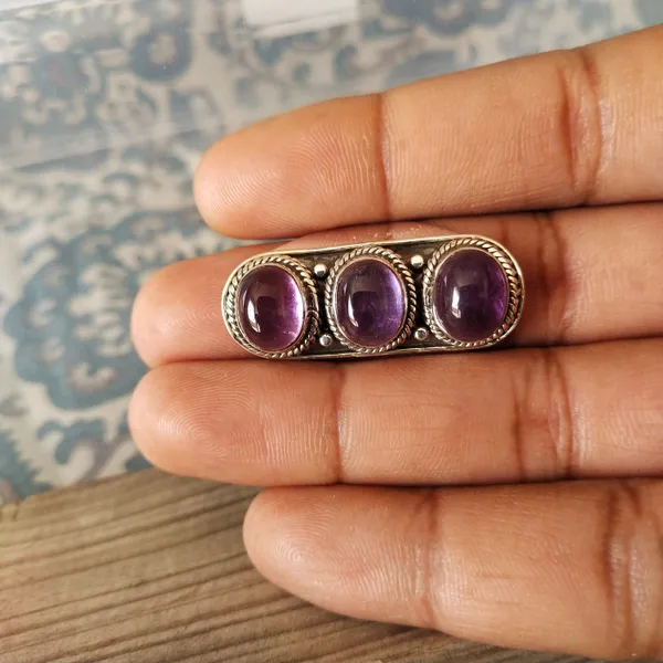 Silver_&_Purple_Sterling_Silver_925_Premium_&_Elegant_Boho_Ring_For_Girls_&_Women