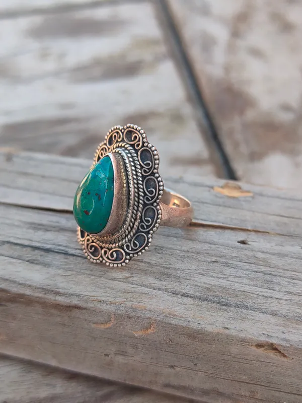 Silver_&_Green_Sterling_Silver_925_Premium_&_Elegant_Boho_Ring_For_Girls_&_Women
