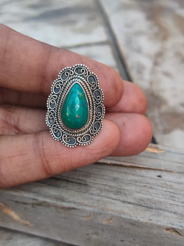 Silver_&_Green_Sterling_Silver_925_Premium_&_Elegant_Boho_Ring_For_Girls_&_Women