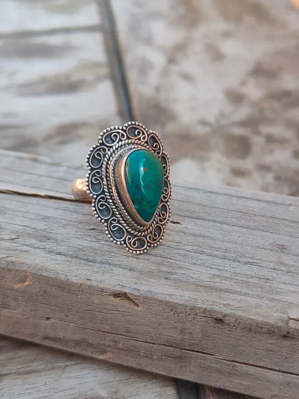 Silver_&_Green_Sterling_Silver_925_Premium_&_Elegant_Boho_Ring_For_Girls_&_Women