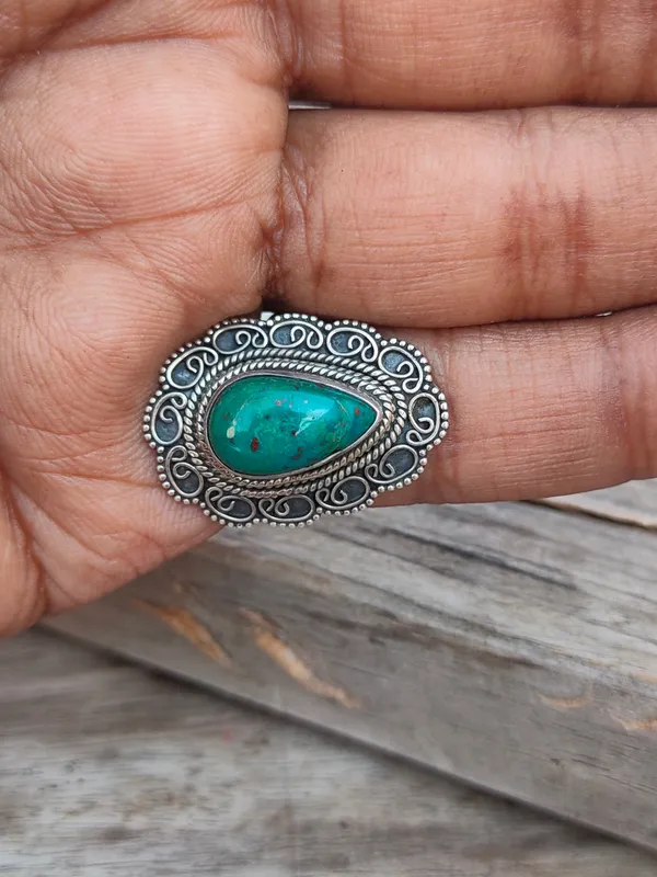 Silver_&_Green_Sterling_Silver_925_Premium_&_Elegant_Boho_Ring_For_Girls_&_Women