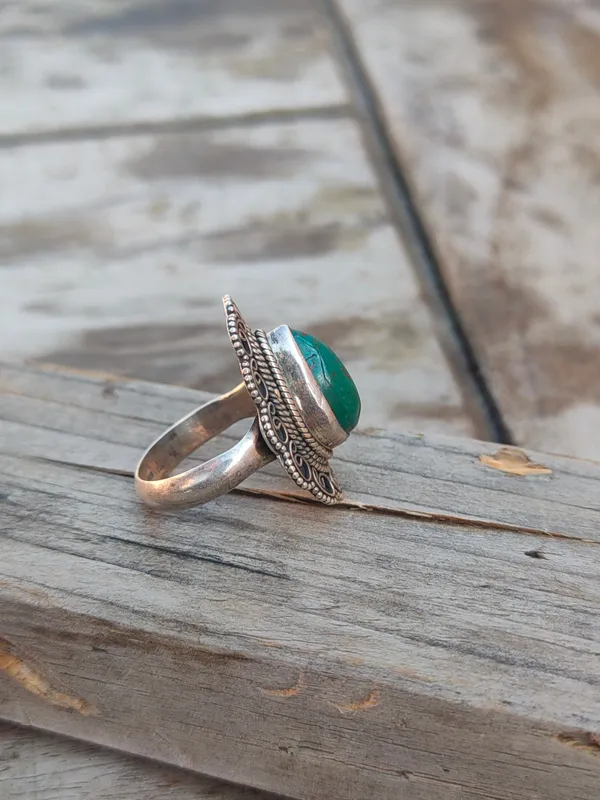 Silver_&_Green_Sterling_Silver_925_Premium_&_Elegant_Boho_Ring_For_Girls_&_Women