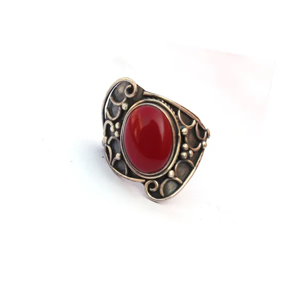 Silver_&_Red_Sterling_Silver_925_Premium_&_Elegant_Boho_Ring_For_Girls_&_Women