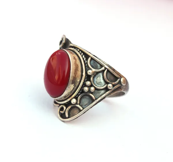 Silver_&_Red_Sterling_Silver_925_Premium_&_Elegant_Boho_Ring_For_Girls_&_Women