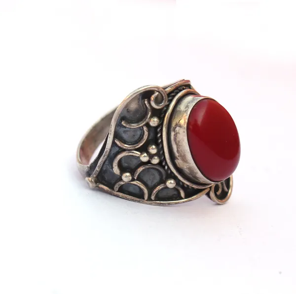 Silver_&_Red_Sterling_Silver_925_Premium_&_Elegant_Boho_Ring_For_Girls_&_Women
