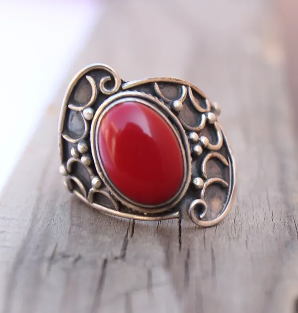 Silver_&_Red_Sterling_Silver_925_Premium_&_Elegant_Boho_Ring_For_Girls_&_Women