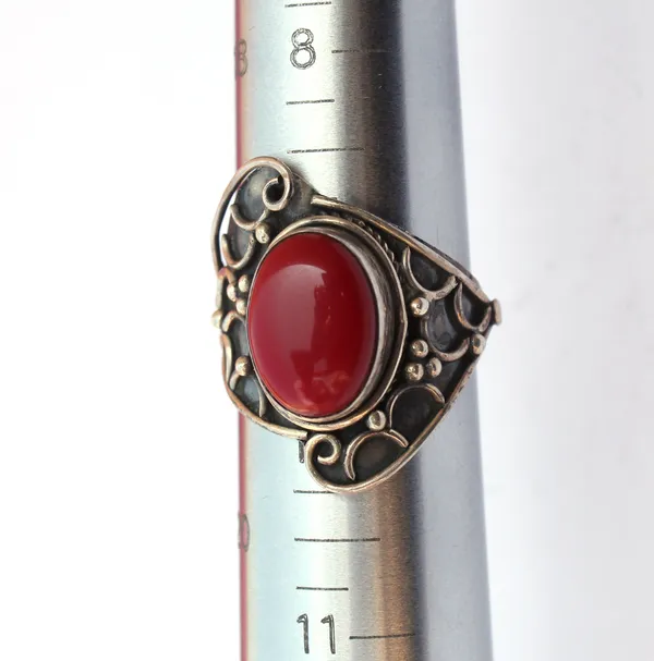 Silver_&_Red_Sterling_Silver_925_Premium_&_Elegant_Boho_Ring_For_Girls_&_Women