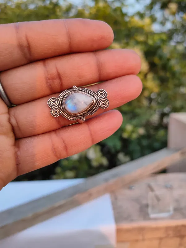 Silver_&_White_With_Blue_Sterling_Silver_925_Premium_&_Elegant_Boho_Ring_For_Girls_&_Women