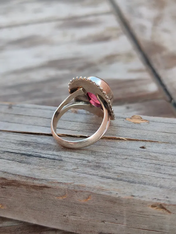 Silver_&_Pink_Sterling_Silver_925_Premium_&_Elegant_Boho_Ring_For_Girls_&_Women