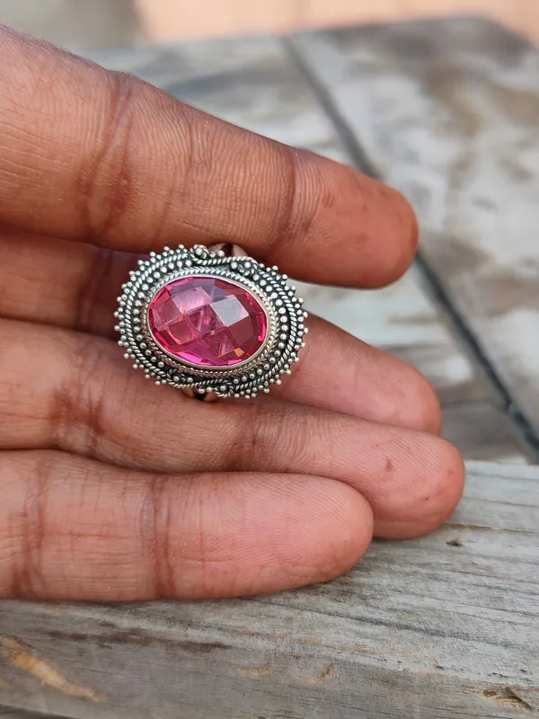 Silver_&_Pink_Sterling_Silver_925_Premium_&_Elegant_Boho_Ring_For_Girls_&_Women