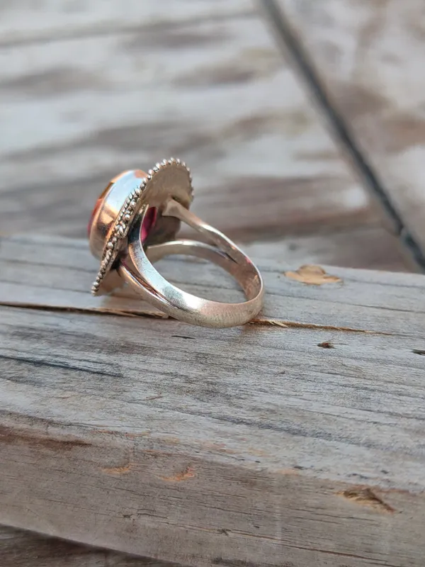 Silver_&_Pink_Sterling_Silver_925_Premium_&_Elegant_Boho_Ring_For_Girls_&_Women