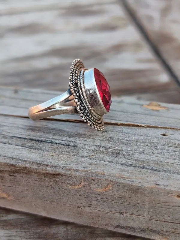 Silver_&_Pink_Sterling_Silver_925_Premium_&_Elegant_Boho_Ring_For_Girls_&_Women