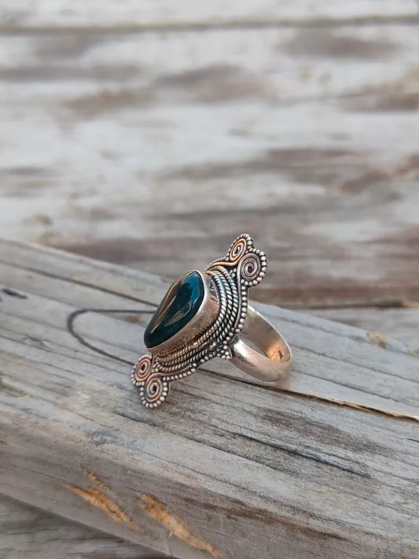 Silver_&_Green_Sterling_Silver_925_Premium_&_Elegant_Boho_Ring_For_Girls_&_Women