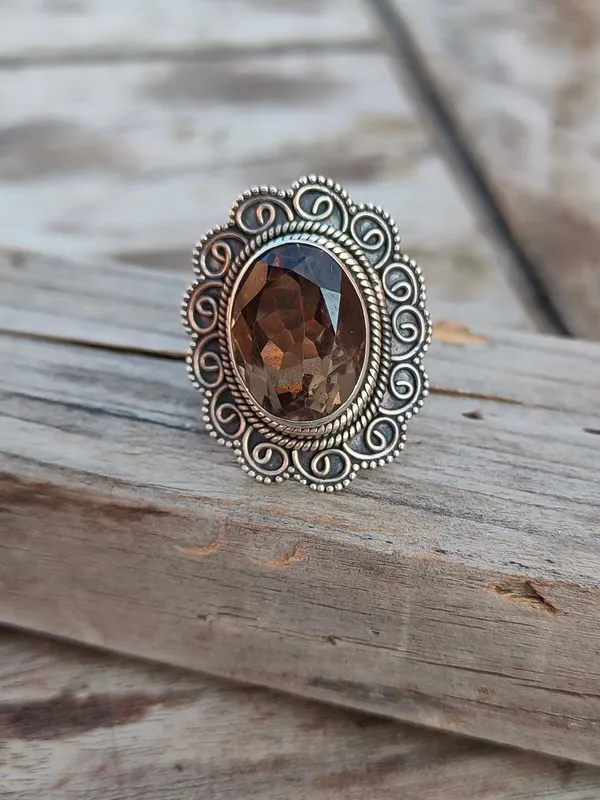 Silver_&_Brown_Sterling_Silver_925_Premium_&_Elegant_Boho_Ring_For_Girls_&_Women