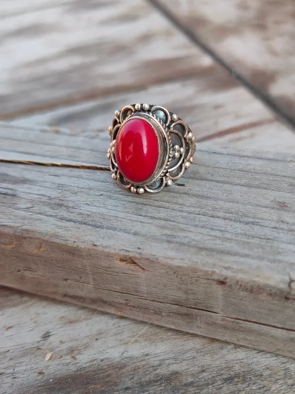 Silver_&_Red_Sterling_Silver_925_Premium_&_Elegant_Boho_Ring_For_Girls_&_Women