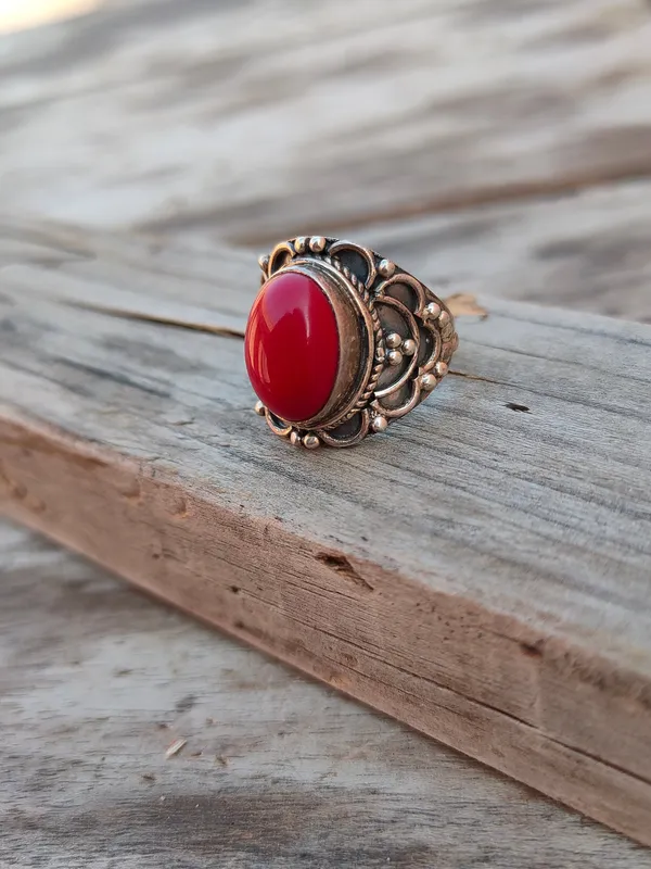 Silver_&_Red_Sterling_Silver_925_Premium_&_Elegant_Boho_Ring_For_Girls_&_Women