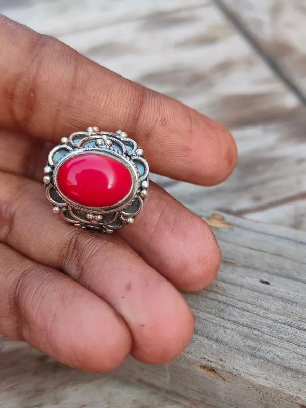Silver_&_Red_Sterling_Silver_925_Premium_&_Elegant_Boho_Ring_For_Girls_&_Women