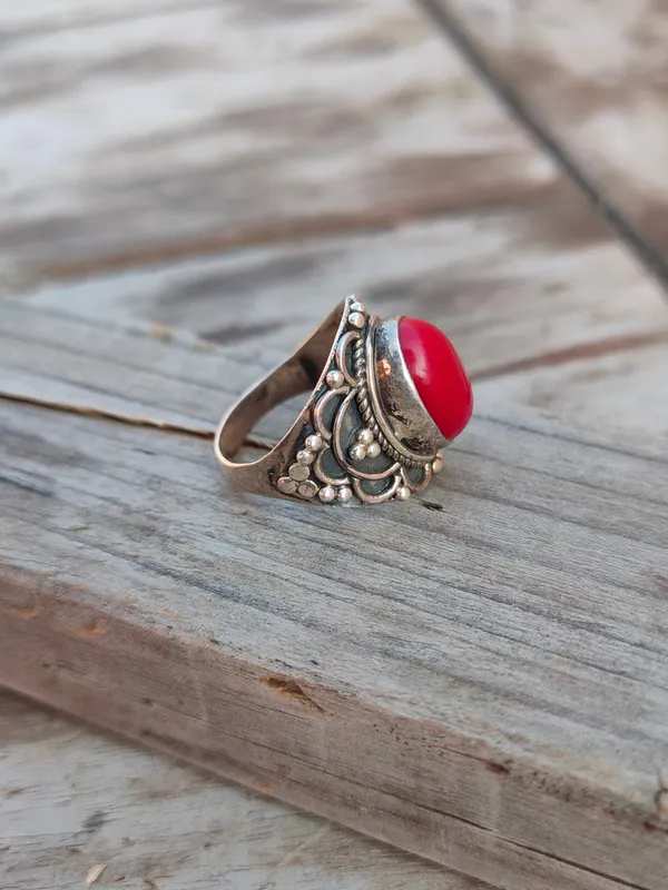 Silver_&_Red_Sterling_Silver_925_Premium_&_Elegant_Boho_Ring_For_Girls_&_Women
