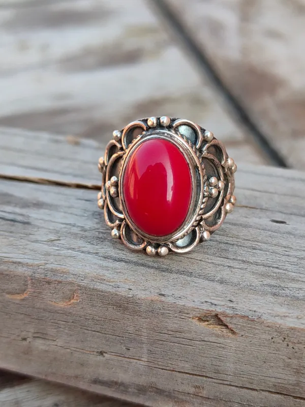 Silver_&_Red_Sterling_Silver_925_Premium_&_Elegant_Boho_Ring_For_Girls_&_Women