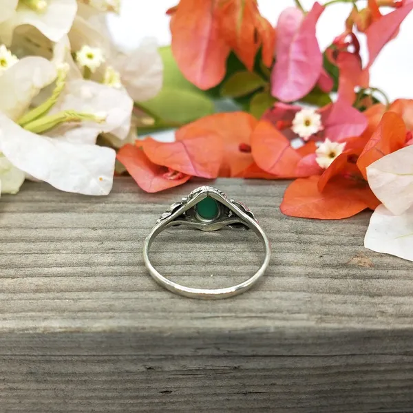 Silver_&_Green_Sterling_Silver_925_Premium_&_Elegant_Statement_Ring_For_Girls_&_Women
