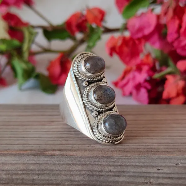 Silver_&_Grey_Sterling_Silver_925_Premium_&_Elegant_Boho_Ring_For_Girls_&_Women