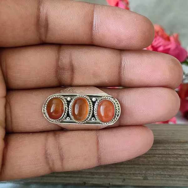 Silver_&_Orange_Sterling_Silver_925_Premium_&_Elegant_Boho_Ring_For_Girls_&_Women