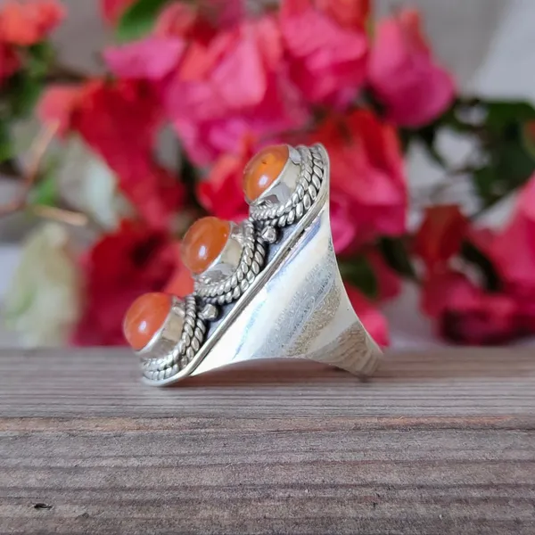 Silver_&_Orange_Sterling_Silver_925_Premium_&_Elegant_Boho_Ring_For_Girls_&_Women