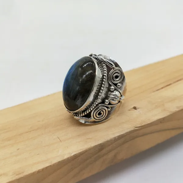 Silver_&_Grey_&_Blue_Sterling_Silver_925_Premium_&_Elegant_Boho_Ring_For_Girls_&_Women