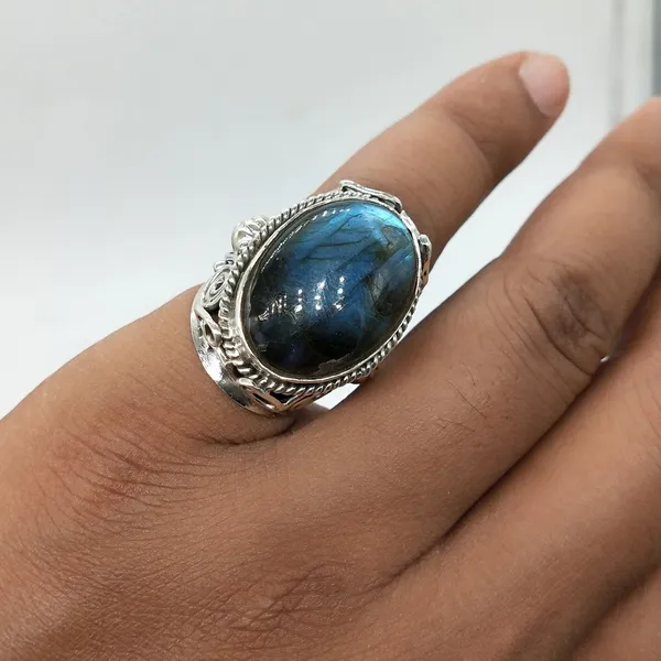 Silver_&_Grey_&_Blue_Sterling_Silver_925_Premium_&_Elegant_Boho_Ring_For_Girls_&_Women