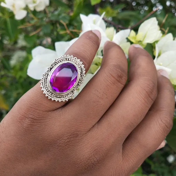 Silver_&_Pink_Sterling_Silver_925_Premium_&_Elegant_Boho_Ring_For_Girls_&_Women