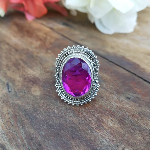 Silver_&_Pink_Sterling_Silver_925_Premium_&_Elegant_Boho_Ring_For_Girls_&_Women