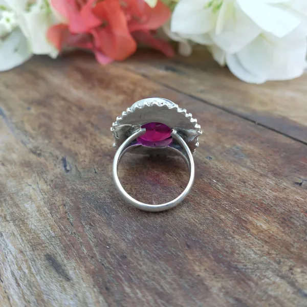 Silver_&_Pink_Sterling_Silver_925_Premium_&_Elegant_Boho_Ring_For_Girls_&_Women