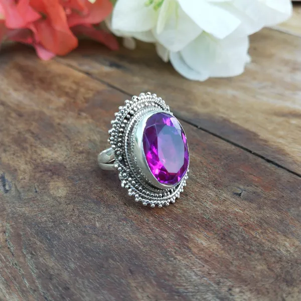 Silver_&_Pink_Sterling_Silver_925_Premium_&_Elegant_Boho_Ring_For_Girls_&_Women