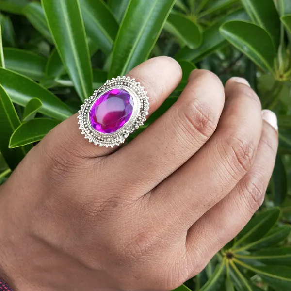Silver_&_Pink_Sterling_Silver_925_Premium_&_Elegant_Boho_Ring_For_Girls_&_Women