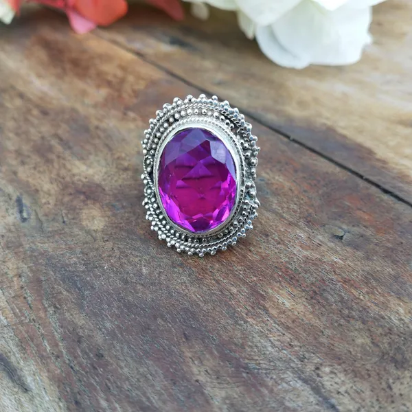 Silver_&_Pink_Sterling_Silver_925_Premium_&_Elegant_Boho_Ring_For_Girls_&_Women