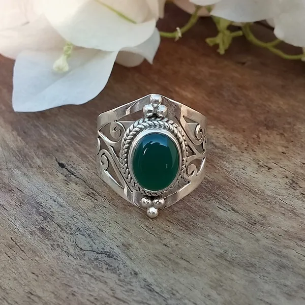 Silver_&_Green_Sterling_Silver_925_Premium_&_Elegant_Minimal_Ring_For_Girls_&_Women