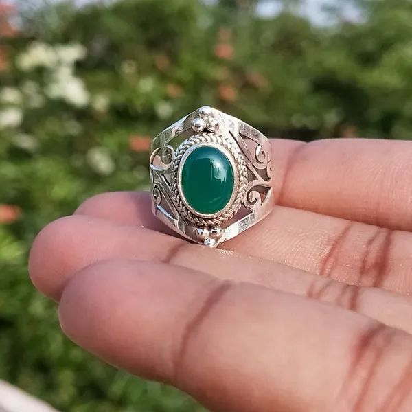 Silver_&_Green_Sterling_Silver_925_Premium_&_Elegant_Minimal_Ring_For_Girls_&_Women